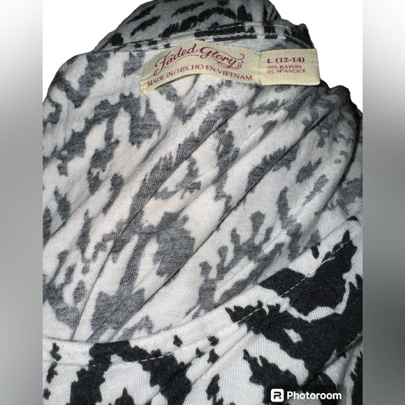 Black & White Ikat Print Faded Glory Summer Dress Size L(12-14) - Picture 4 of 6